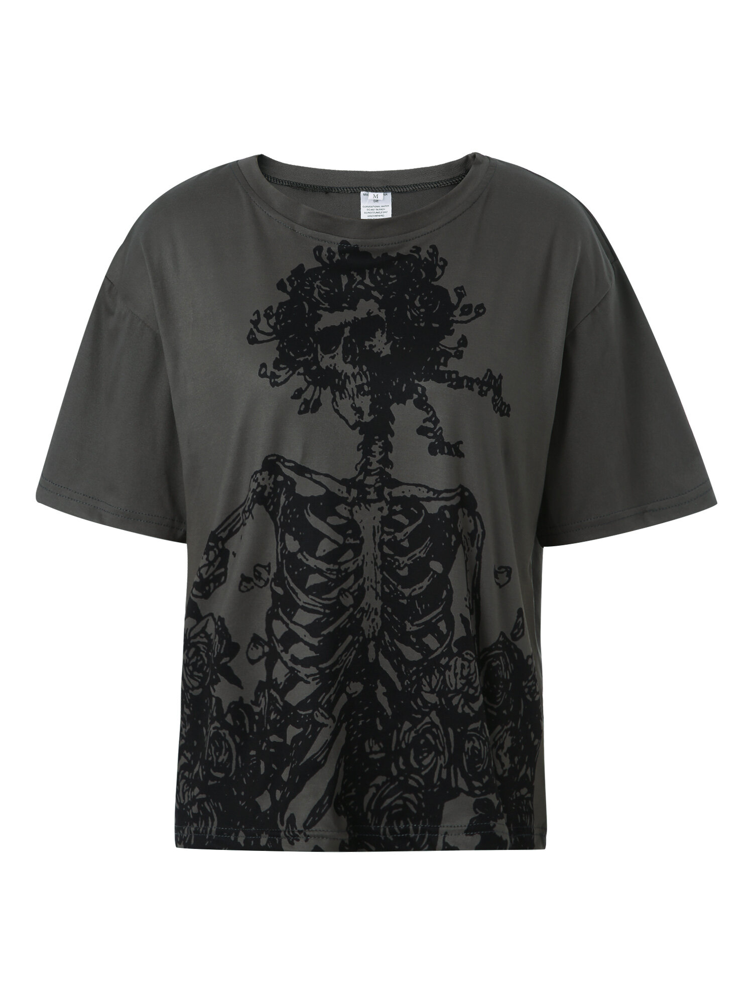 E-girl Skeleton Print Oversized T-shirt Women Summer Short Sleeve Loose Tees Casual Harajuku Hip Hop Punk Style Gothic Clothes