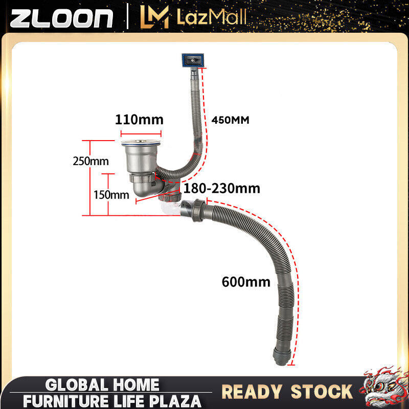 ZLOON dishwasher sink rear downspout odor and insect resistant single