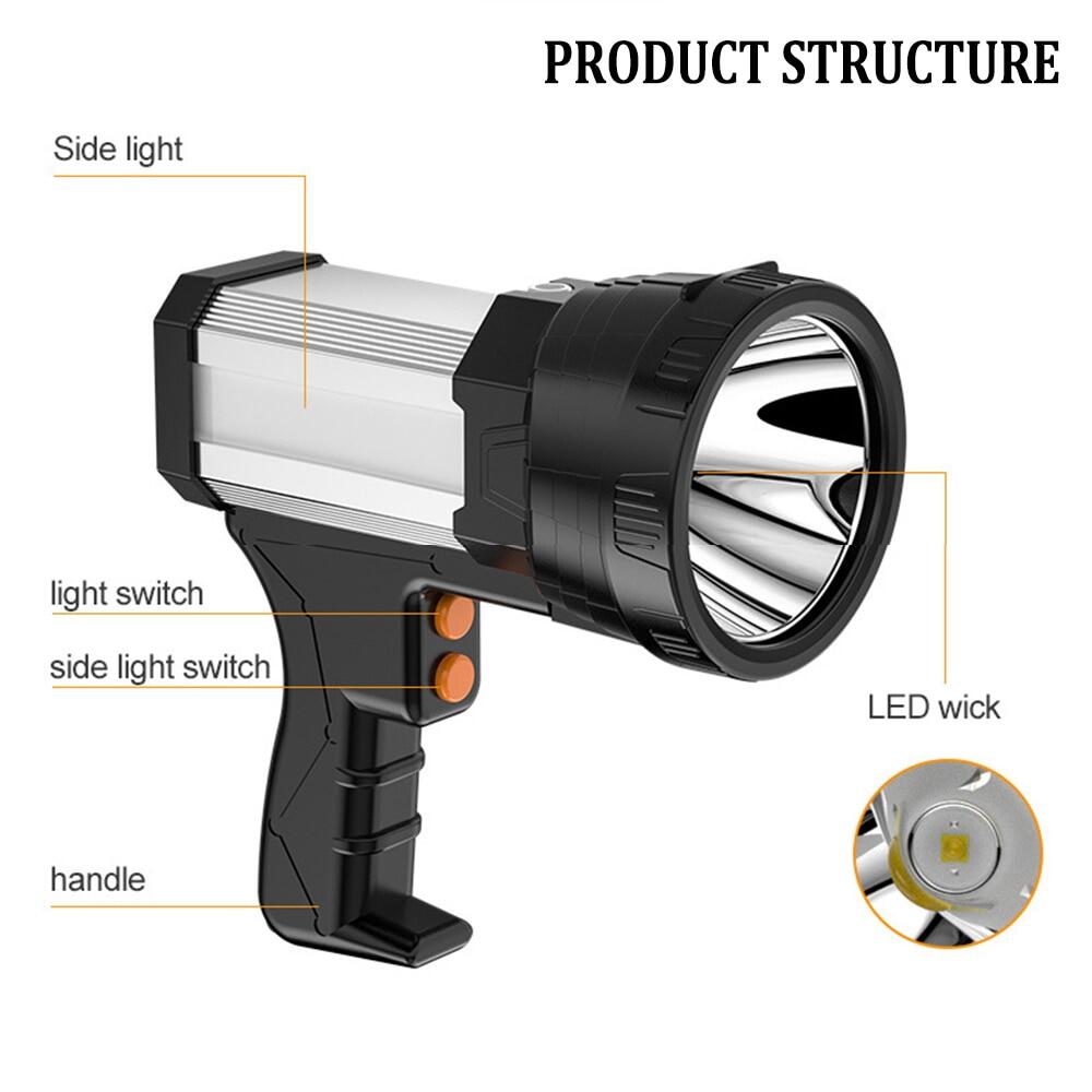 Most Powerful LED Flashlight Torchlight USB Rechargeable Work Light 10000mAh Long Lasting Handheld Spotlight Searchlight