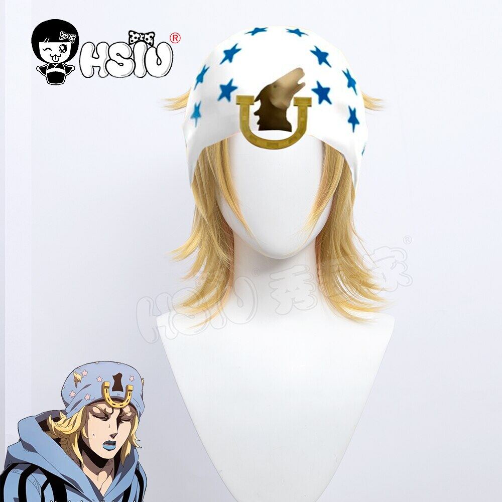 Johnny Joestar Wig Jojo Bizarre Adventure Cosplay Wig 「HSIU Brand」 Short  Blonde Hair Synthetic Wig +Free Wig Cap