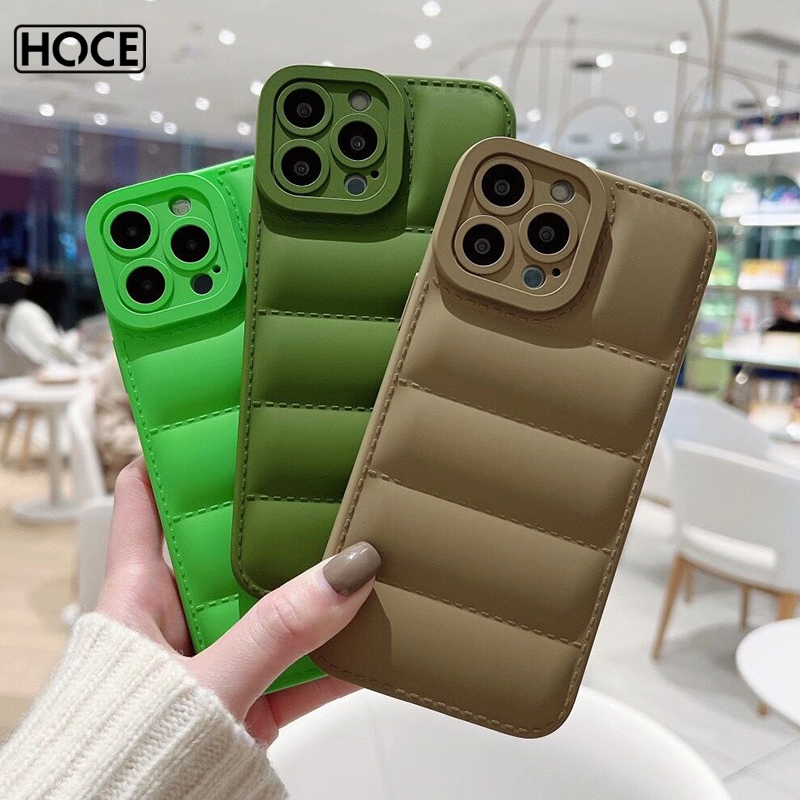 HOCE Fashion Winter Down Jacket Phone Case For iPhone 14 13 12 11 Pro Max 14 Plus X XR XS Max 7 8 Plus Candy Colors Camera Lens Protection shockproof Silicone Cover