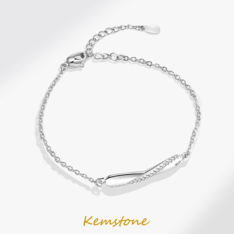 Kemstone Silver Plated Black Mobius Woven Bracelet Link Couple Bracelet for Men Women Jewelry Gift