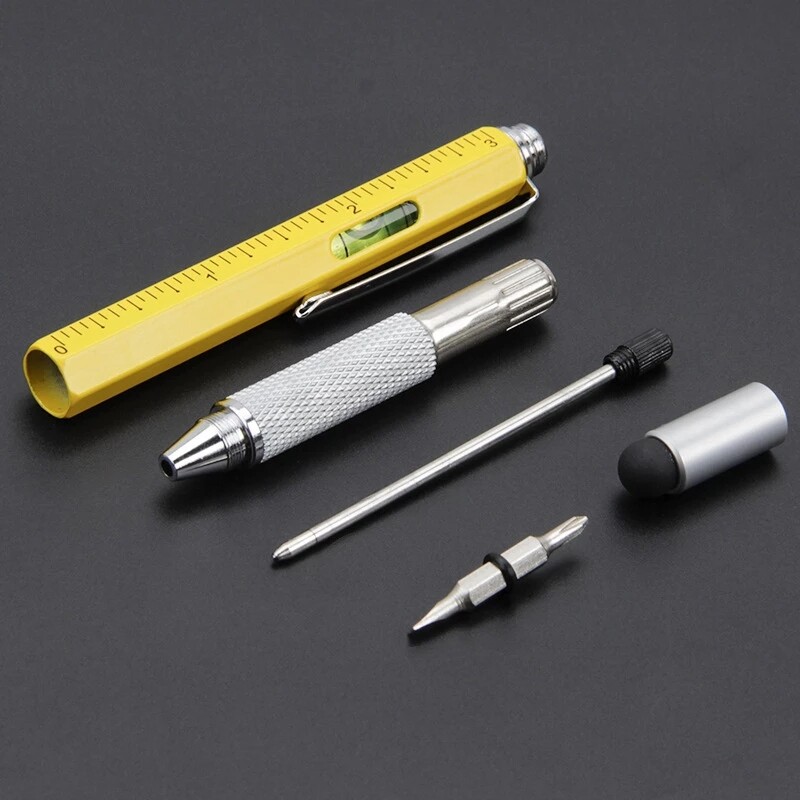 Multi-function Handheld Pen Mini Screwdriver Measure Tool Tech Ruler Screwdriver Touch Screen Stylus Spirit Level