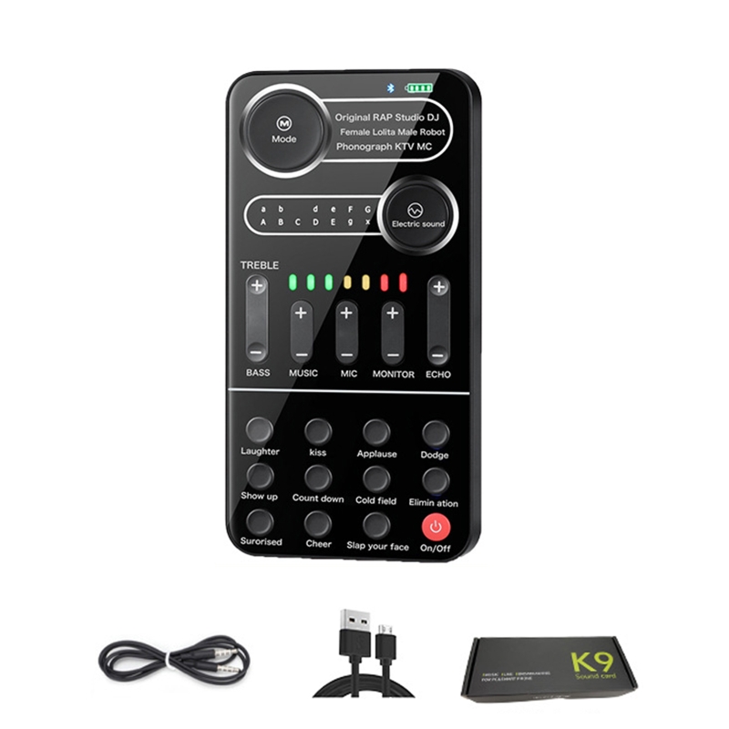 K9 Live Sound Card Audio External Micro USB Headset Microphone Live Broadcast Sound Card for MobilePhone Computer PC