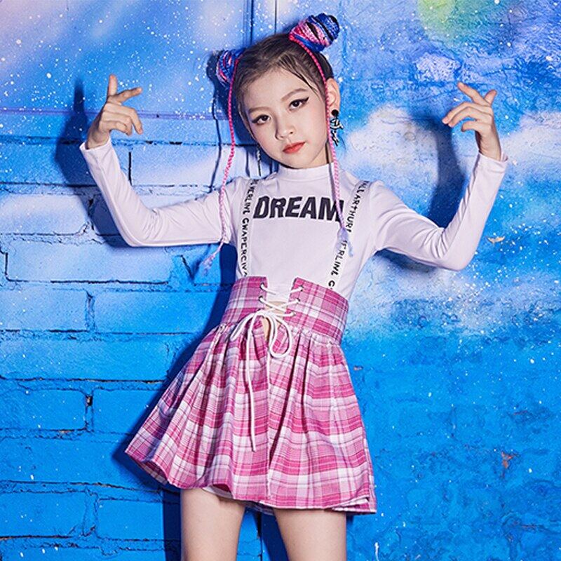 Kpop Outfit For Girls Hip Hop Clothes Autumn Pink Plaid Cheerleader Uniform  Street Dance Jazz Dancing Stage Costume VDB4396 | Lazada