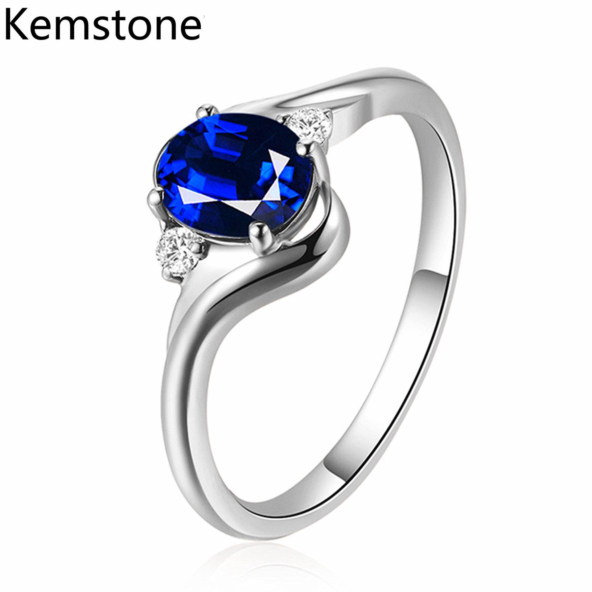 Kemstone Vintage Women Engagement Rings Silver Rose Gold Color Four-prong Setting Rhinestone Rings