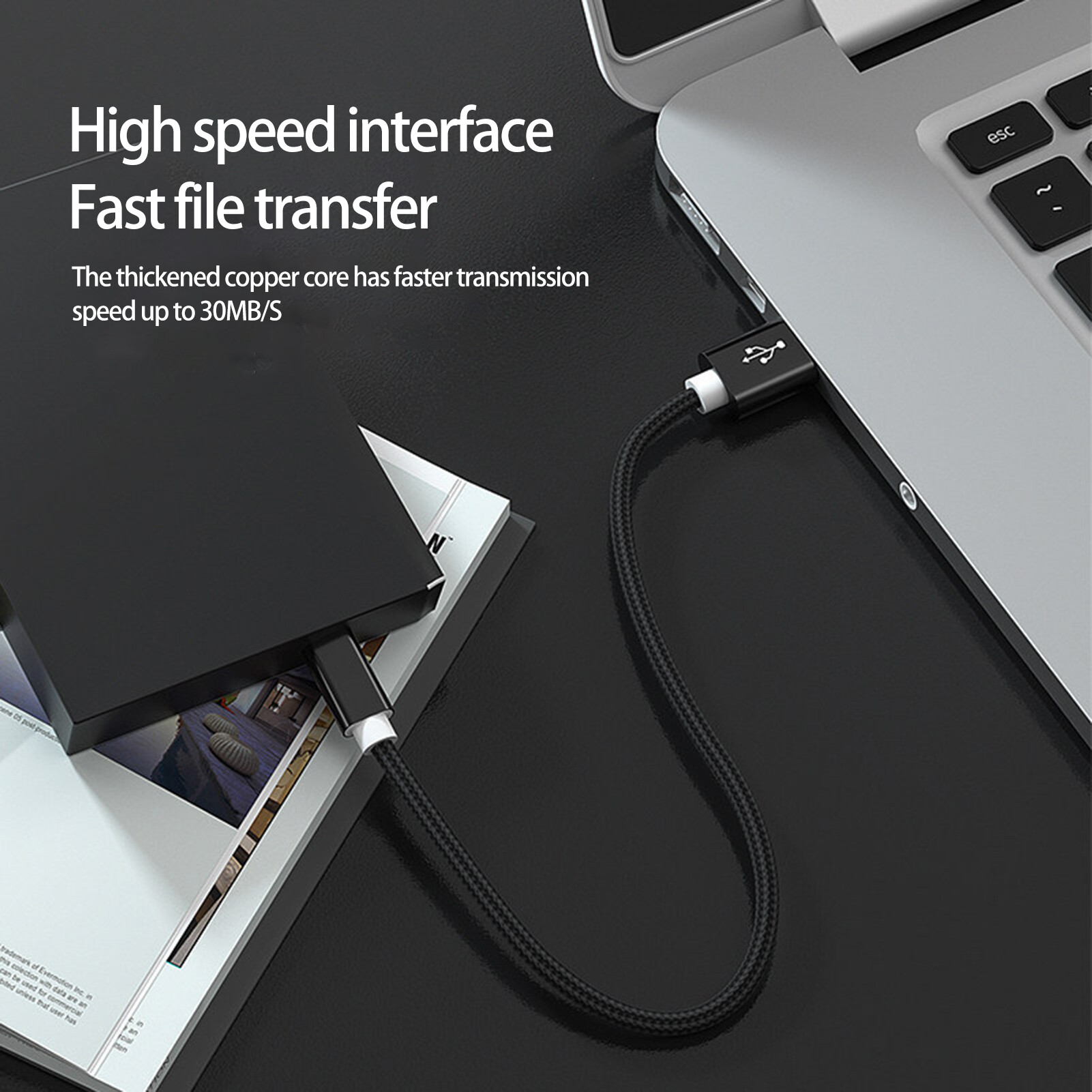 Data Cable High-speed Transfer Shielding Stable Output Anti-winding Widely Compatible Charging Braided Wire Mini USB Data Transfers Charger Cable for MP3 MP4 Player Charger Cable Shielding
