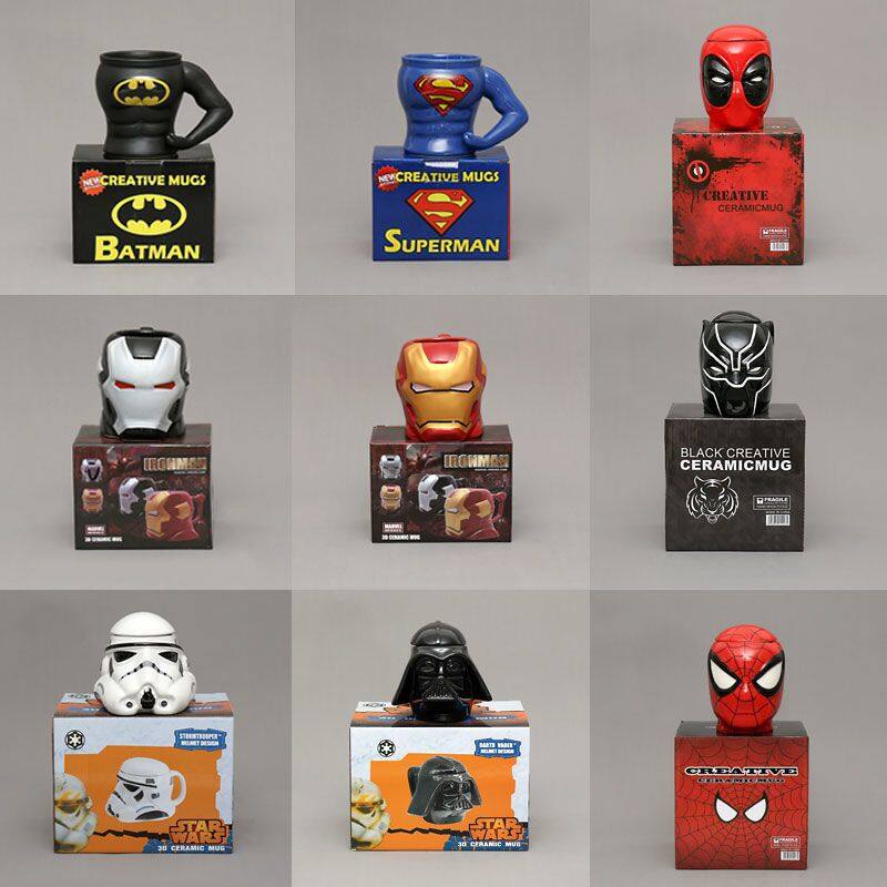 Cốc họa tiết ngộ nghĩnh quà tặng sáng tạo xu hướng cá tính Mug truyện tranh MARVEL Spider-Man Iron Man cup.