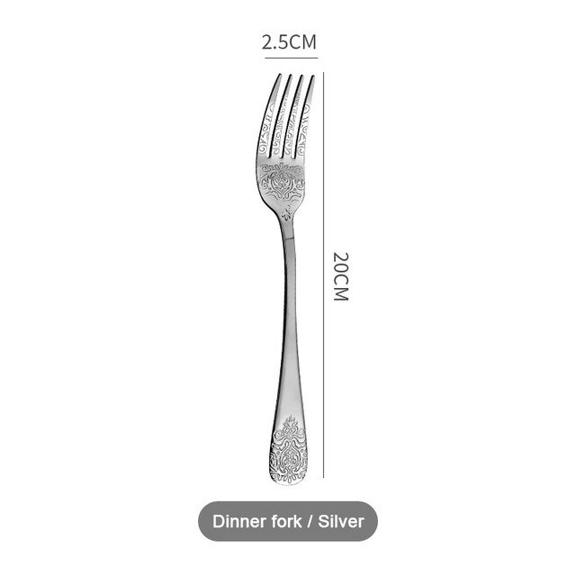 Konco 304 stainless steel cutlery Relief Western tableware Fork spoon Tea spoon steak tool luxurious Style Flatware