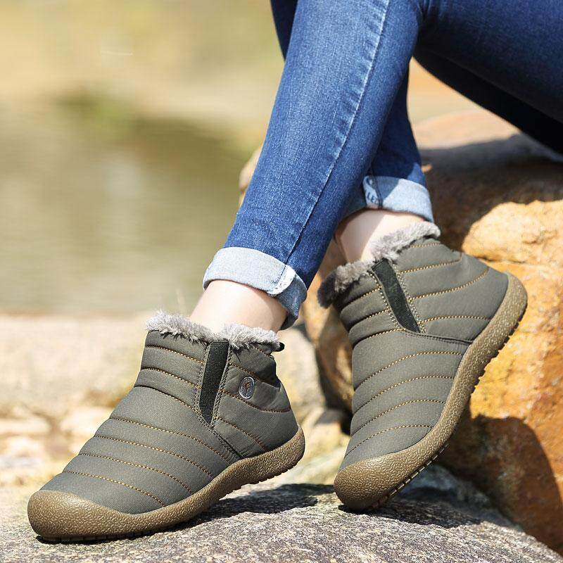 เด็กรองเท้าบูตลุยหิมะสำหรับผู้หญิง Unisex รองเท้าบูทอบอุ่นฤดูหนาว, anti - SLIP บูทหุ้มข้อเท้ากันน้ำบนขนสัตว์เรียงรายรองเท้าผ้าใบขนาด 28-48 สี สีเทา สี สีเทา