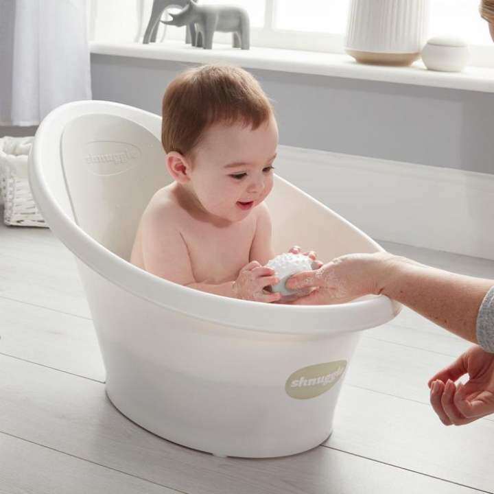 shnuggle baby bath with plug & foam backrest