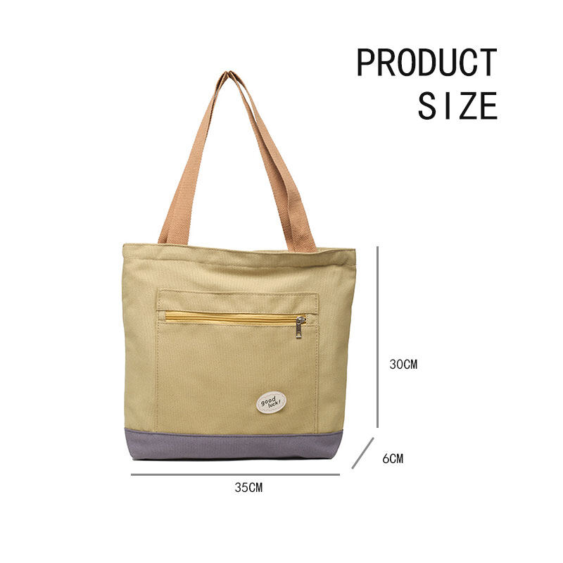 CHIC JOY Shoulder bag new large capacity canvas bag simple solid color shoulder tote bag simple student bag canvas bag