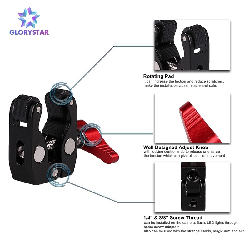 Đầu Kẹp Bóng Đa Năng GloryStar Kẹp Bóng Ic Arm Super Với 1 Ren 4inch-20 Cho Máy Ảnh Màn Hình Giàn Khoan