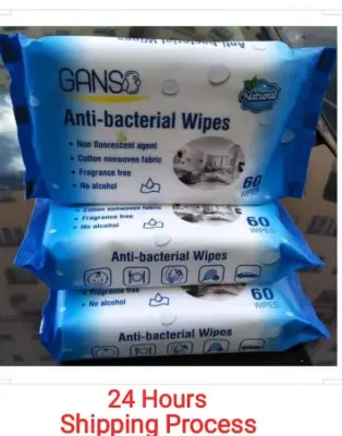 Ganso Antibacterial Wipes 60's x 3 pcs/ Tisu Anti Bakteria 60's /Harga Termurah/ Anti Bacterial Wipes tissue 60's/ tisu basah anti bakteria