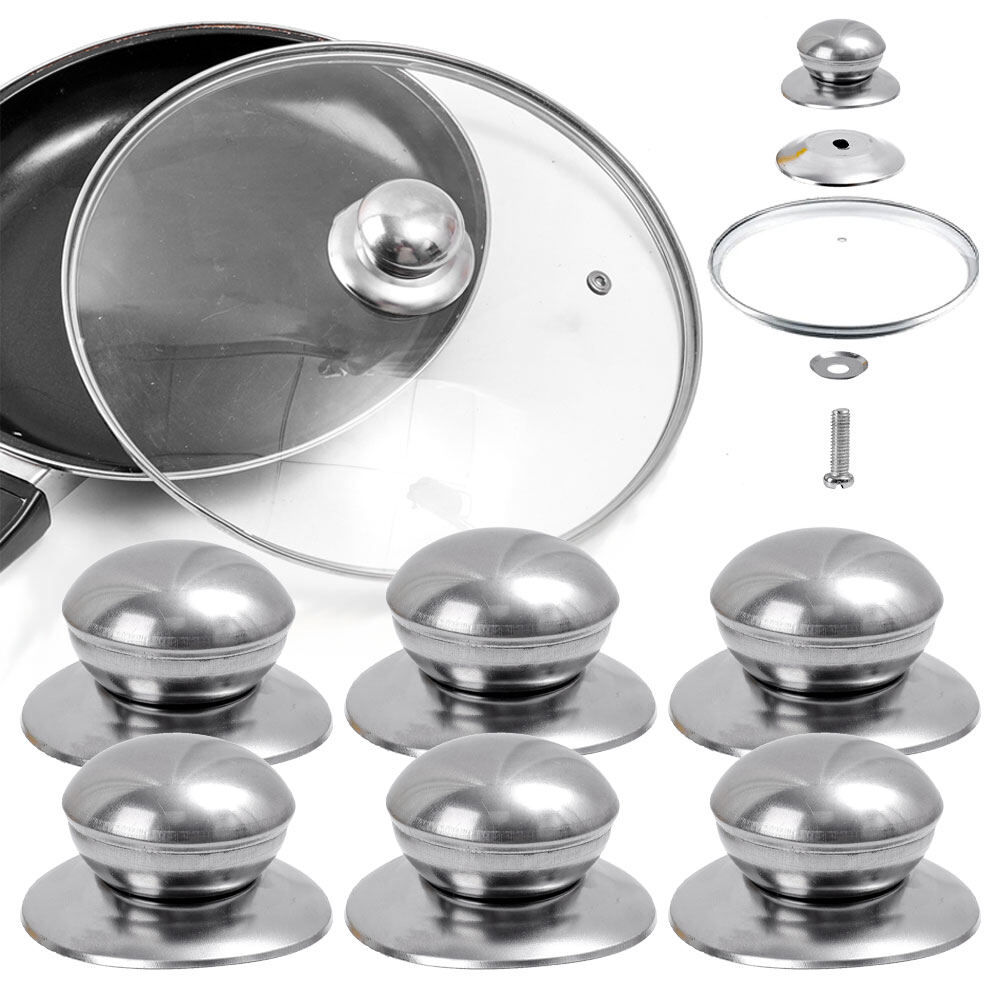 Yespery 1/3 cái dụng cụ nấu nướng núm cầm nắp nồi chảo tay cầm thép không gỉ cho nhà bếp nắp nồi Mũ dụng cụ nấu nướng thay thế Tay cầm nồi