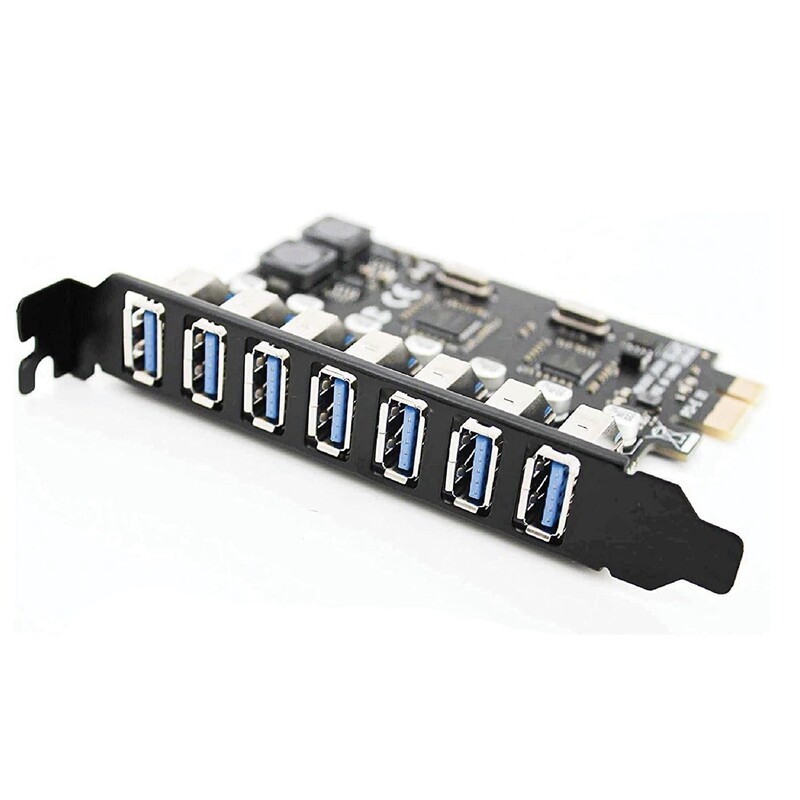 7 Ports USB 3.0 PCI Express Adapter Card USB Expansion Card, PCIe Riser Card for PC, Linux / WindowsXP/ 7/ 8/ 8.1/ 10