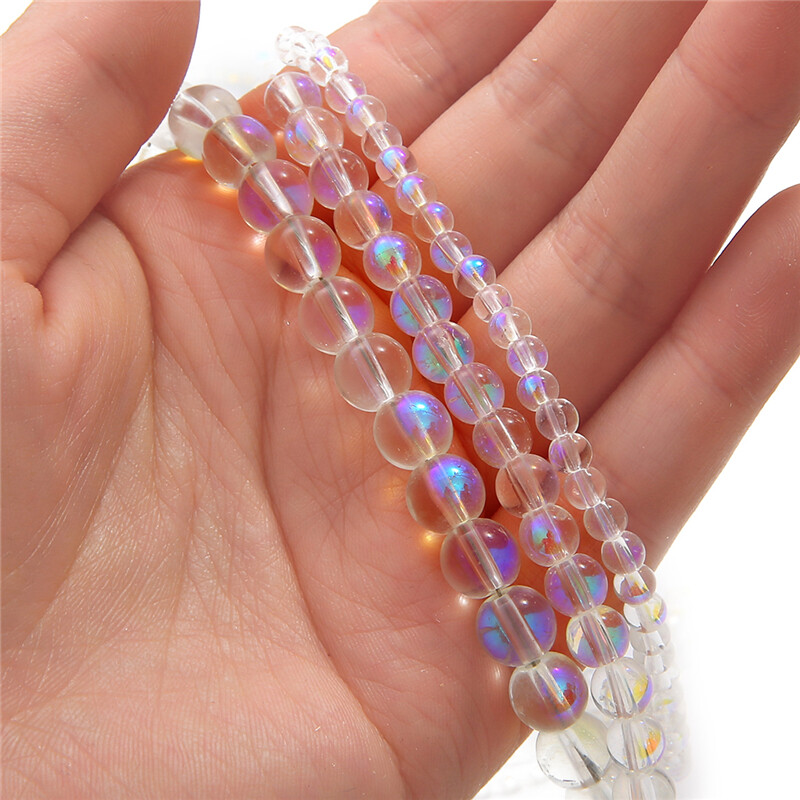 4/6/8/10mm Frosted Matt Polished Round Shape Crystal Glass Beads Loose Beads for Earring Necklace Bracelet DIY Jewerlry Making