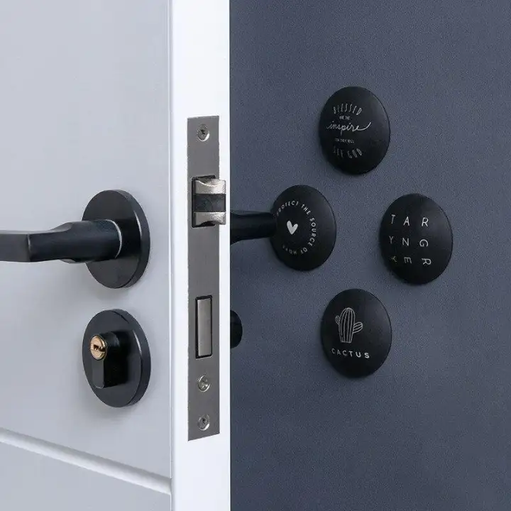 4 Pcs Door Handle Crash Pad Rubber Door Knob Lock Bumper Guard