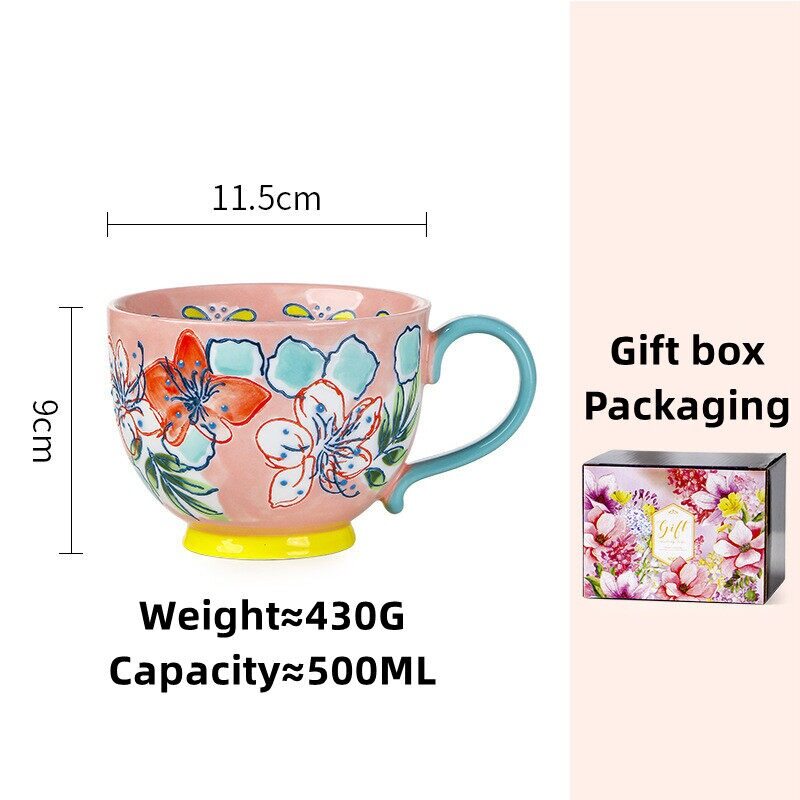 Omk phong cách Mỹ sơn tay underglaze chén ăn sáng gốm 500ml cốc cà phê cốc