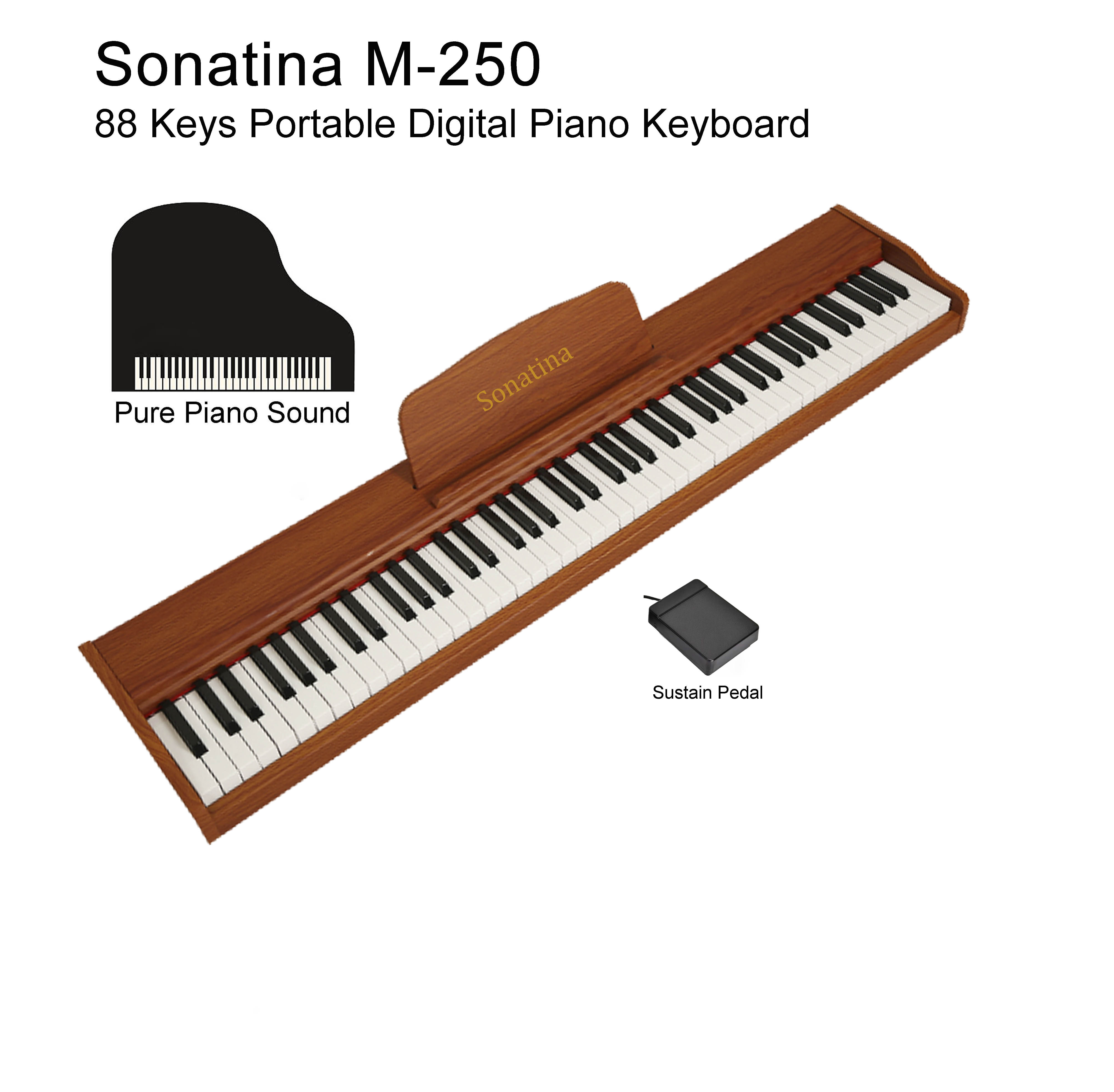 88 Keys Portable Digital Piano Sonatina M250 Standard Keyboard Full