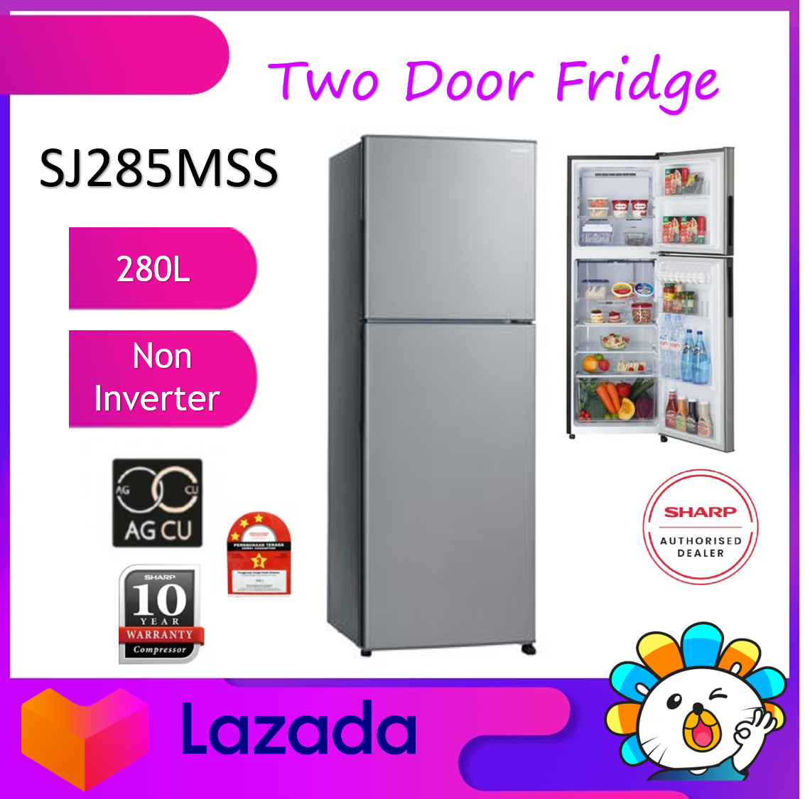 sharp fridge sj 285mss 280l