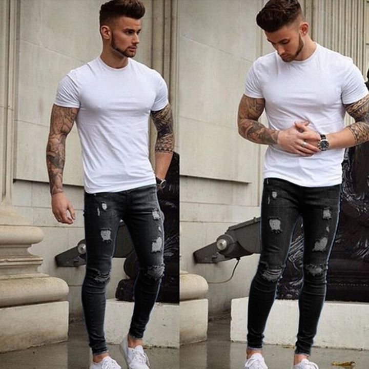 stretchy distressed jeans