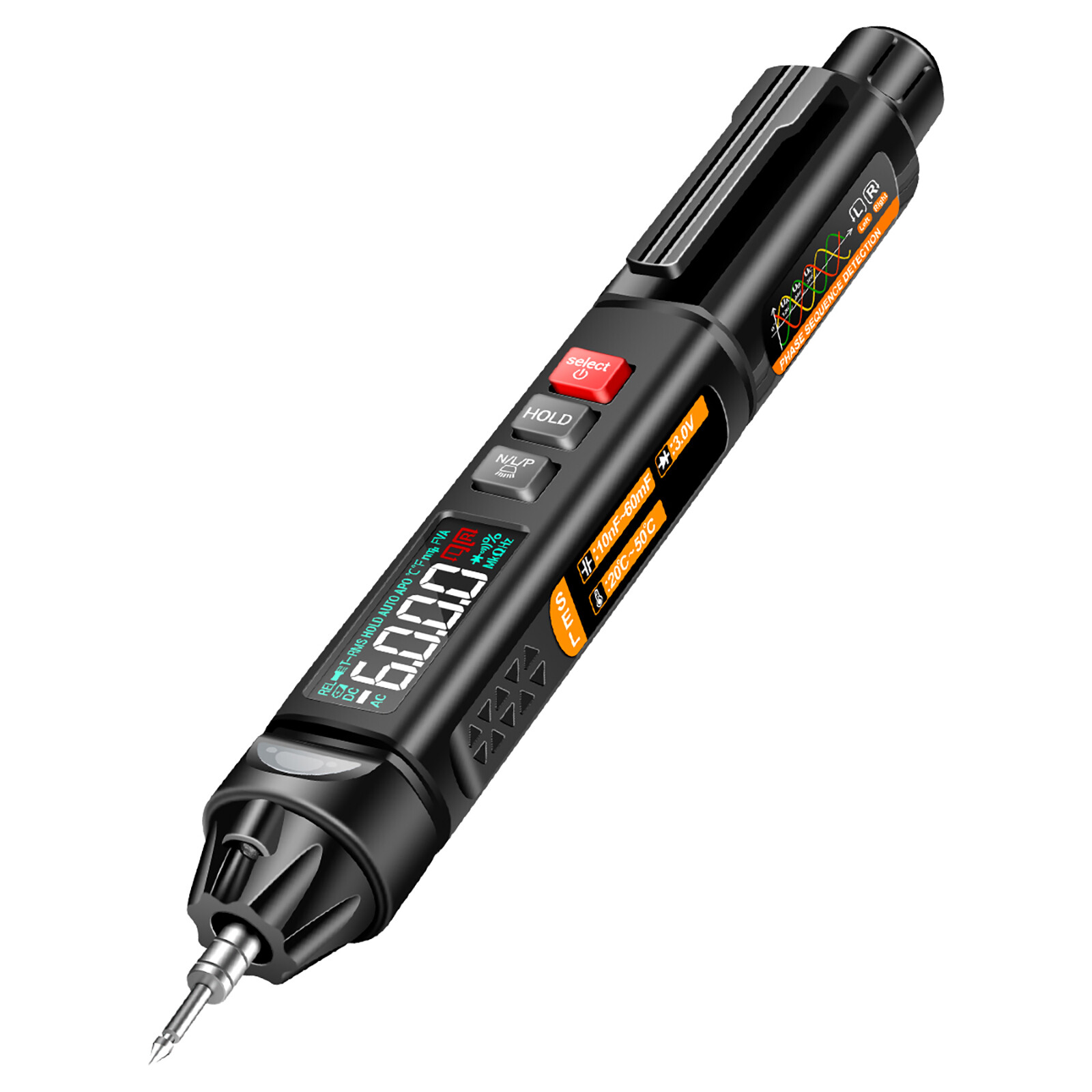 Cảm biến thông minh aneng a3009 Bút Mini vạn năng với giọng nói phát sóng 6000 đếm Vôn kế va đảo ngược màn hình LCD đèn pin Bộ dò NCV cho điện áp kháng điện dung nhiệt độ ON/OFF Diode trình tự pha đo lường