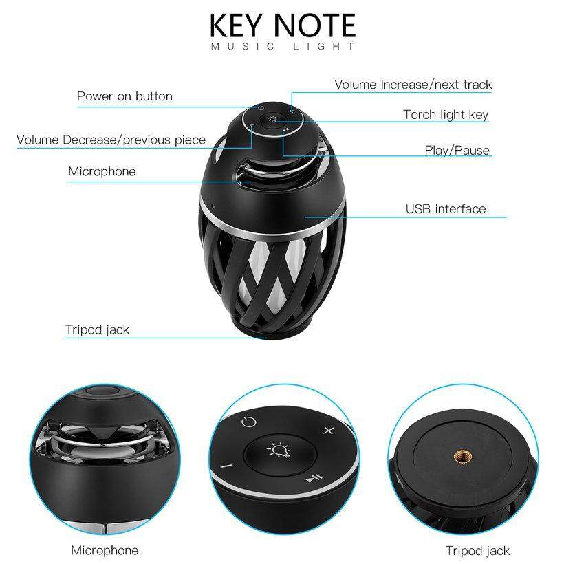 [Khuyến mại] 96 LED Ngọn Lửa Khí Quyển Đèn Loa Bluetooth Đèn Bàn Không Dây