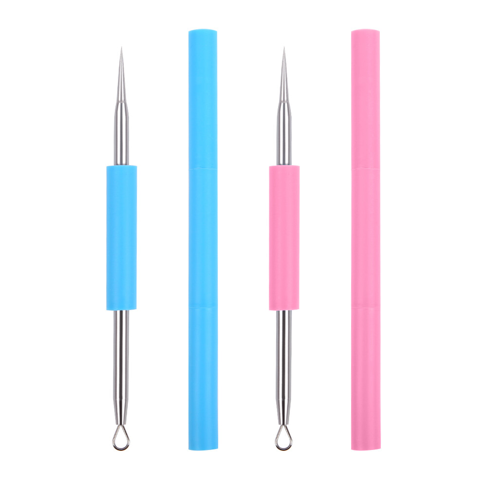 Professional Silicone Acne Blackhead Extractor Remover Double Head Acne Needles