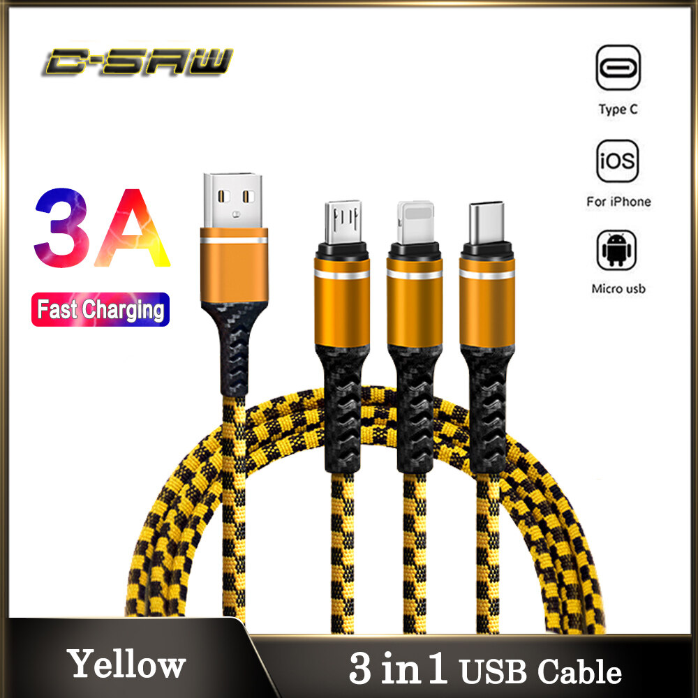 C-SAW 3 Trong 1 Dây Cáp USB 3A Nhanh Cáp Sạc Mirco Loại USB