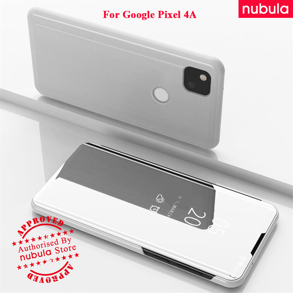 NUBULA สำหรับ Google Pixel 4A เคสพลิก Luxury Mirror Clamshell กรณี Hard Flip Clear View เคสแบบพับปิดได้สำหรับ Google Pixel 4A สี เงิน สี เงินรูปแบบรุ่นที่ีรองรับ Google Pixel 4A