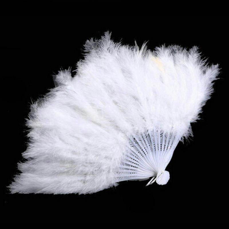 HUAYANG01 9 Colors New Costume Wedding Showgirl Dance Folding Hand Feather Fan Fancy