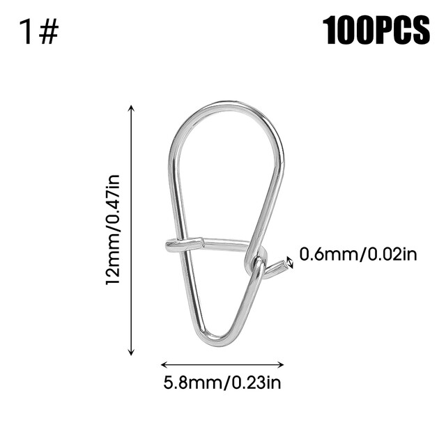 100pcs Fishing Nice Hooked Snap Pin 304 Stainless Steel Rolling Swivel Lure Connector Fishing Tackle Accessories Fish Tool