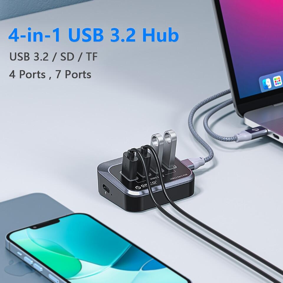 ORICO USB 3.2 Docking Station Hub Type C Splitter Adapter Multi Ports Several 3.0 Socket with SD Card Reader OTG For Laptop PC