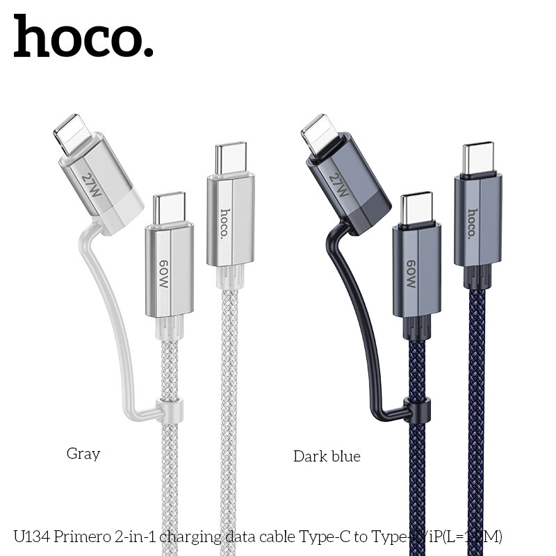 [2024]Hoco U134 60W 27W 2 in 1 Fast Charging Cable USB -C To USB -C ...