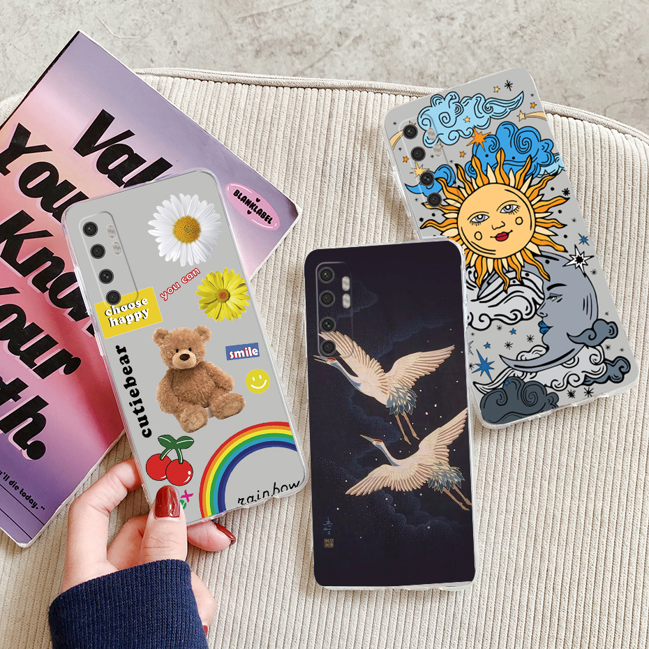 Casing For Xiaomi Mi Note 10 Lite Case Clear Cute Painted Silicone Soft TPU Back Cover Phone Case