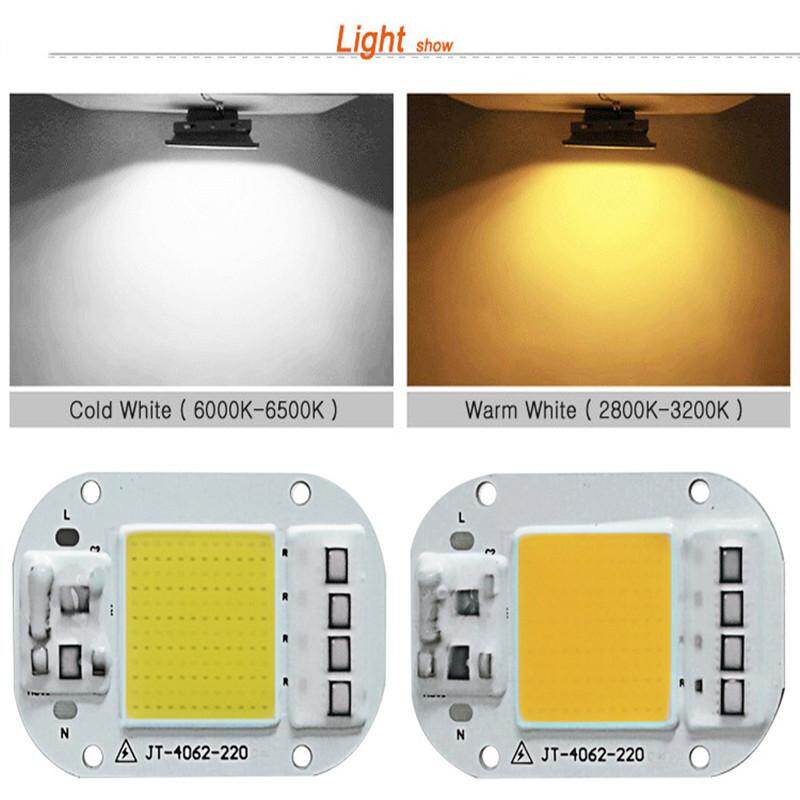 AC 220V 20W/30W/50W Free Driver High Pressure LED Chip COB Light Source