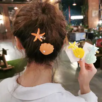 Korean Girl Pearl Hair Clip Shell Starfish Hairpin Cute Side Clip