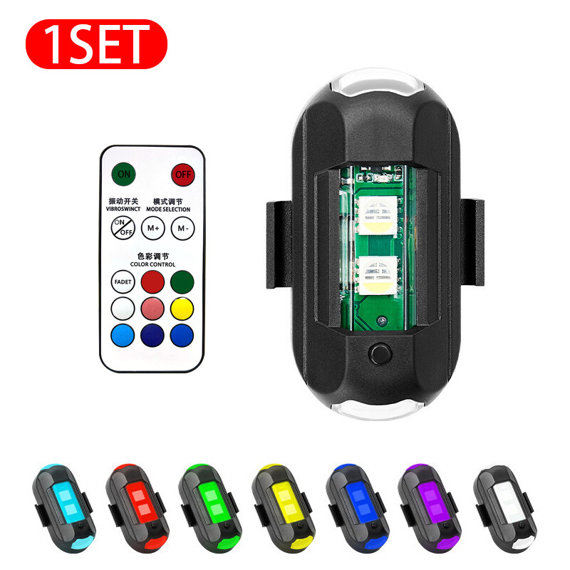 SEAMETAL 7Colors LED Aircraft Strobe Light Motorcycle Warning Lamp Remote Control Signal Indicator