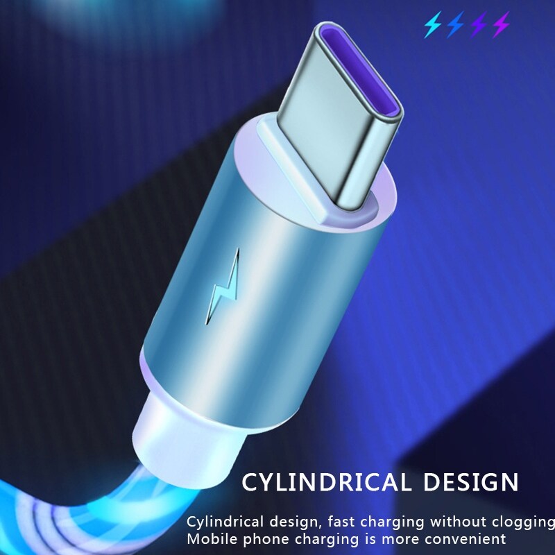 [HOT W] LED Light Glowing Cable Mobile Phone Charging Cables Micro USB Type C Charger For iPhone Xiaomi Huawei Samsung Charge Wire Cord