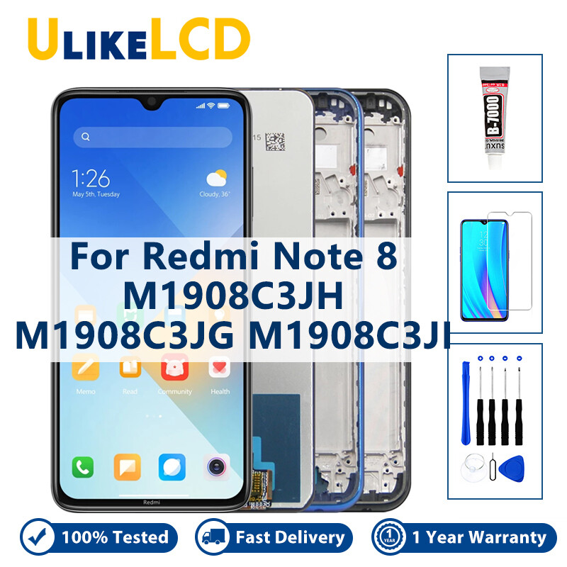 Đối với Xiaomi Redmi Note 8 hiển thị LCD thay thế bộ cụm màn hình cảm ứng đối với Redmi Note 8 LCD m1908c3jh Digitizer