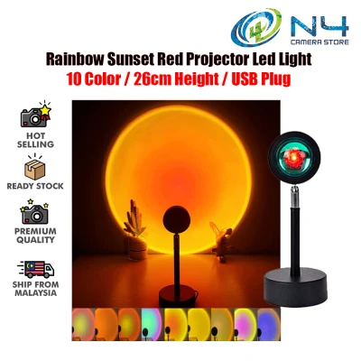 Sunset Light USB Rainbow Sunset Lamp Red Projector Led Night Light Sun Projection Desk Lamp Creative Decoration 10 Color 26cm