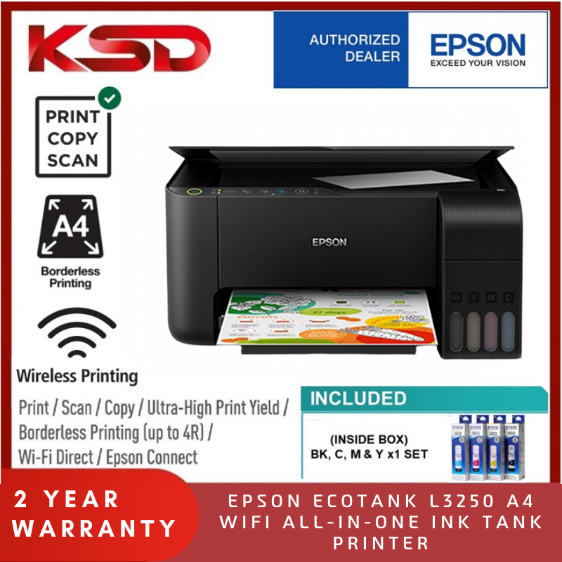 Epson Ecotank L3250 L3256 All In One Ink Tank Wireless Printer Black White Lazada 9330