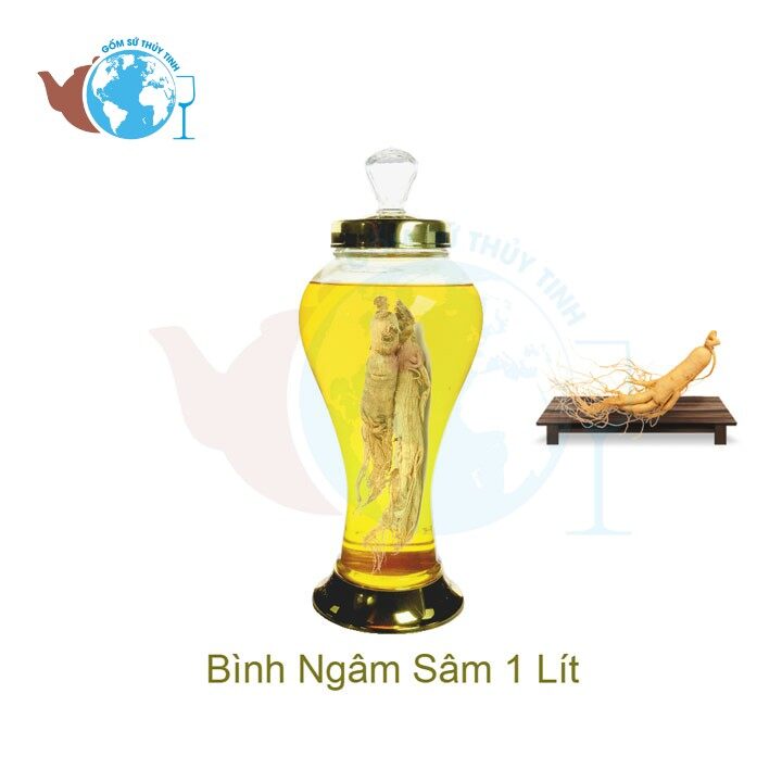 Bình ngâm rượu sâm thủy tinh 1 lít