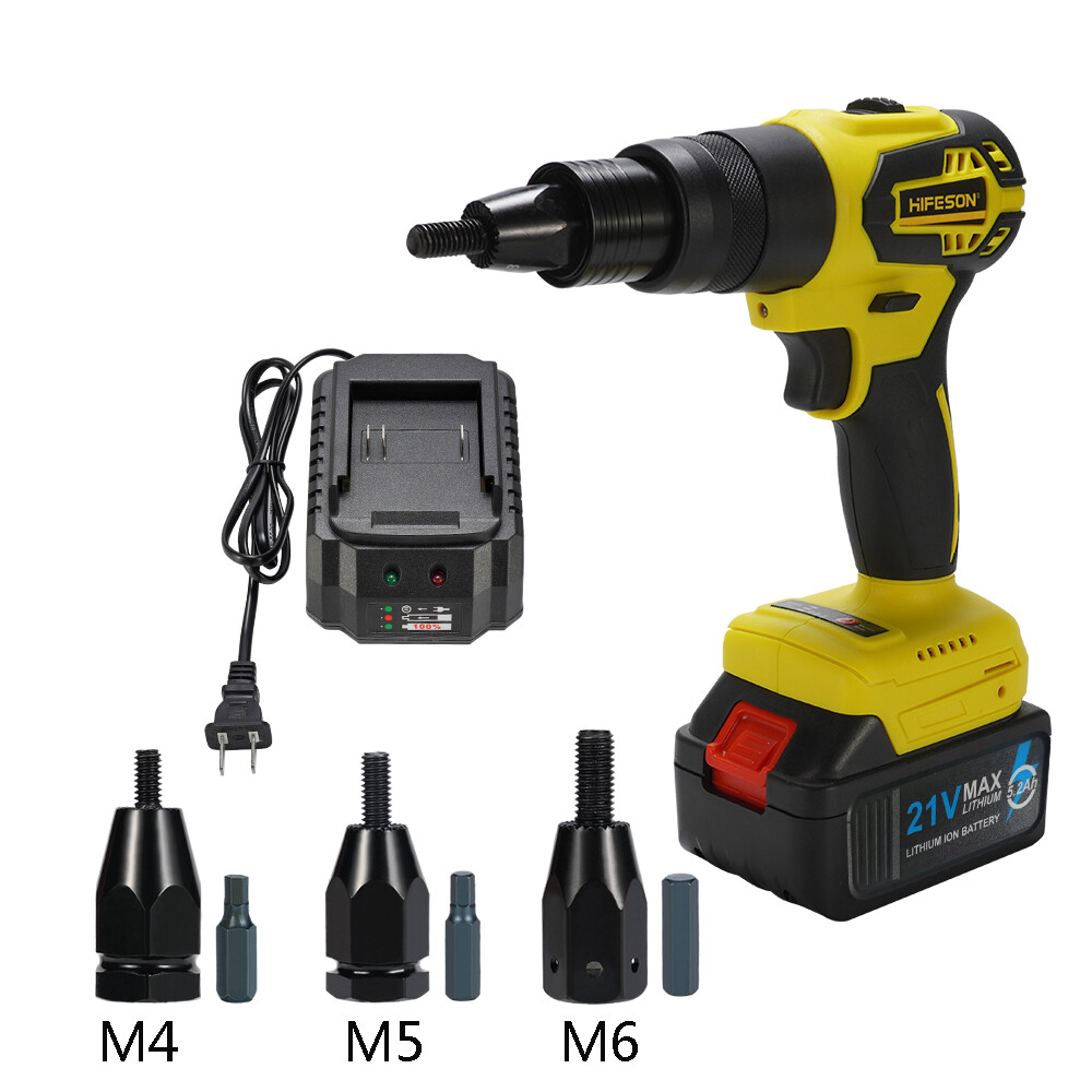 HIFESON Electric Riveter Rivet Nut G-u-n Tool Powerful Brushless ...
