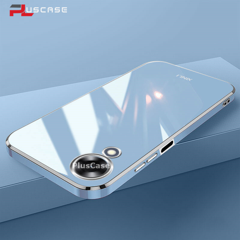 PlusCase for OPPO A17k 6D Plating Soft Case Lens Protector Square Frame Silicone Glossy Shockproof Phone Back Cover
