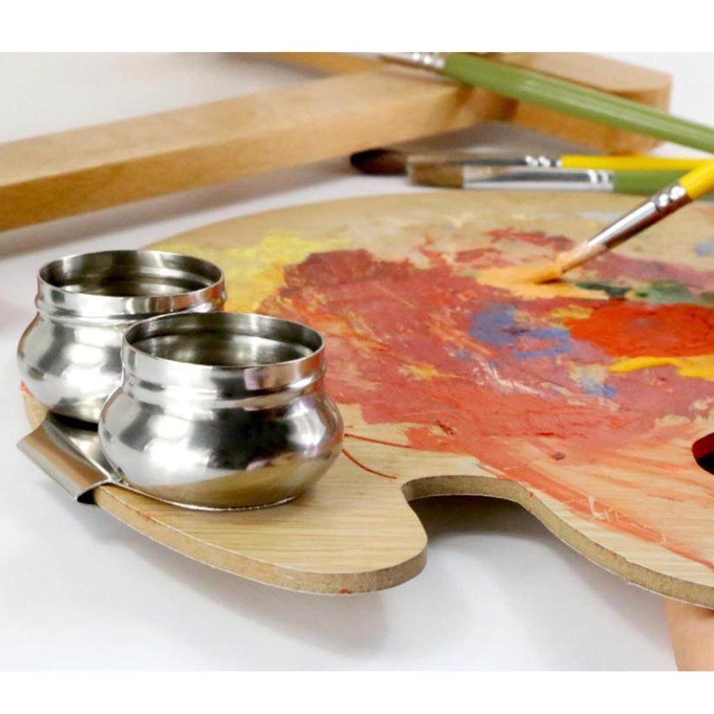 Stainless Steel Single Hole Dipper Painting Palette Cup Clip with Lid