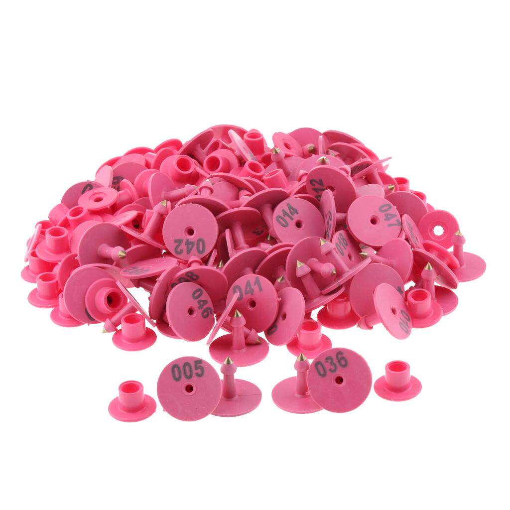 Kokfary 100PCS Small Numbered Livestock Ear Tag for Pig Cow Cattle Goat Sheep Pink