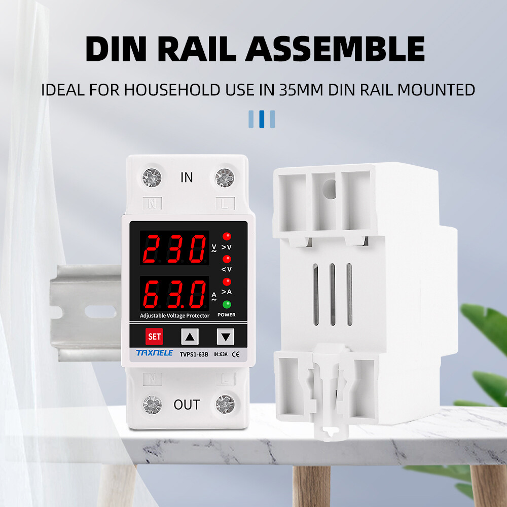 40A 63A 230V Din Rail, Thiết Bị Bảo Vệ Dưới Điện Áp Có Thể Điều Chỉnh Bảo Vệ Relay Kỹ Thuật Số Hiện Tại Điện Áp Bảo Vệ