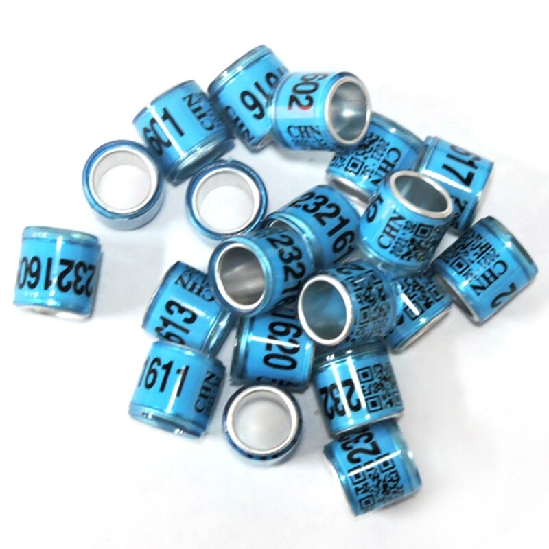 50 Pcs Multi-colored pigeon ring with identification number, 8 mm diameter, 11 mm height